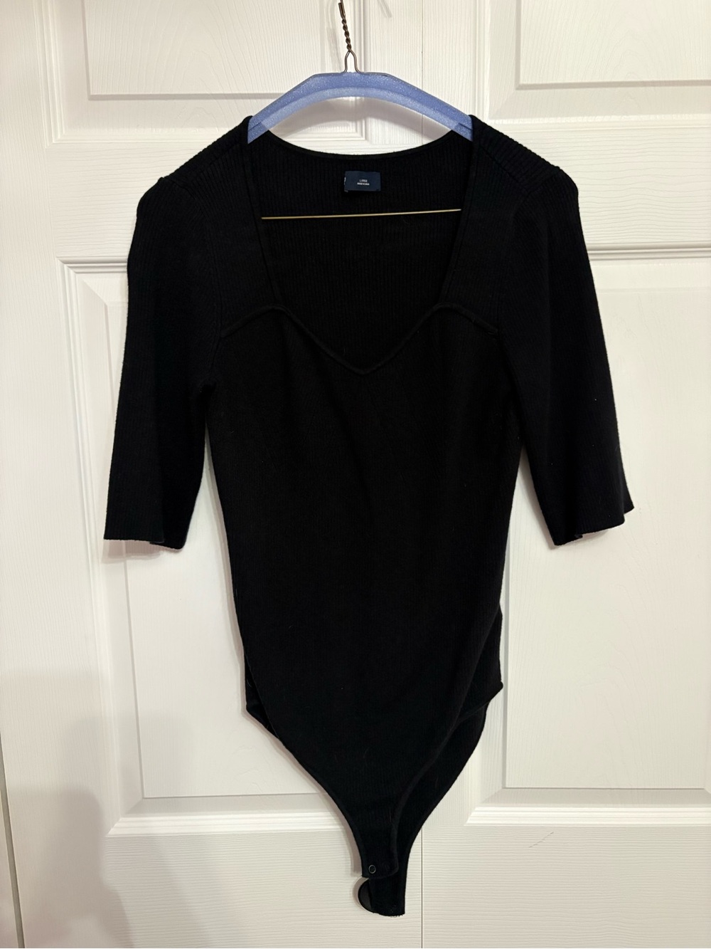GAP Black Ribbed Sweetheart-Neck Bodysuit